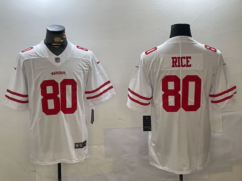 Men San Francisco 49ers 80 Rice White Second generations 2024 Nike Limited NFL Jersey style 1